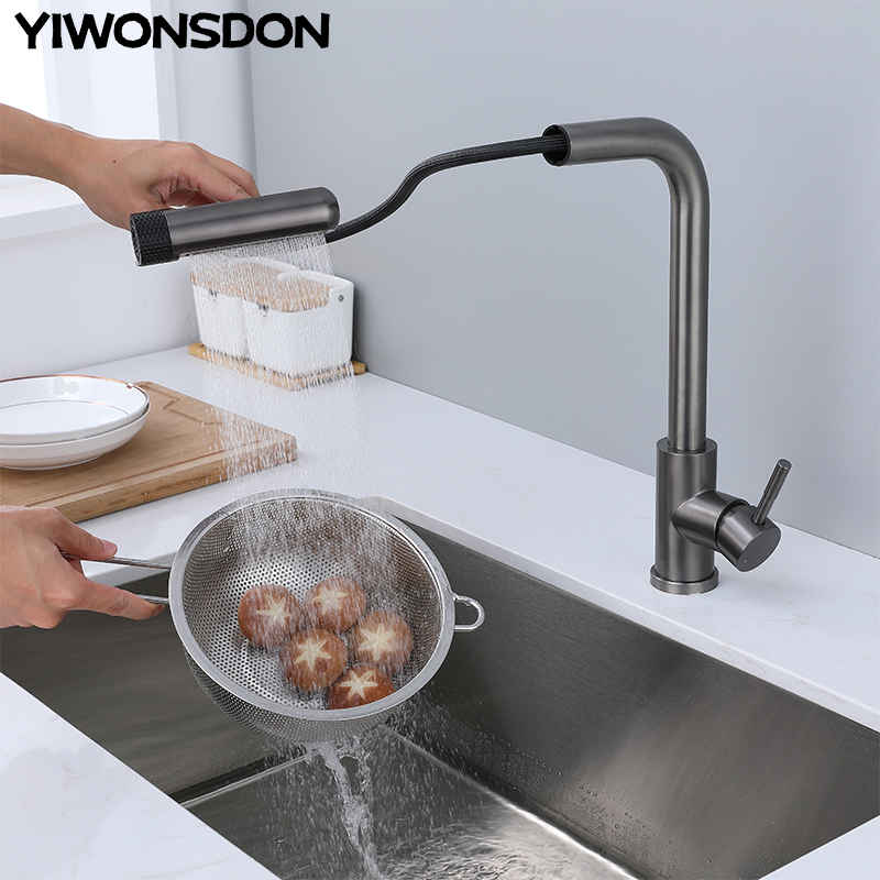 Commercial Kitchen Mixer Tap - 6 모드 회색 주방 수도꼭지는 회전