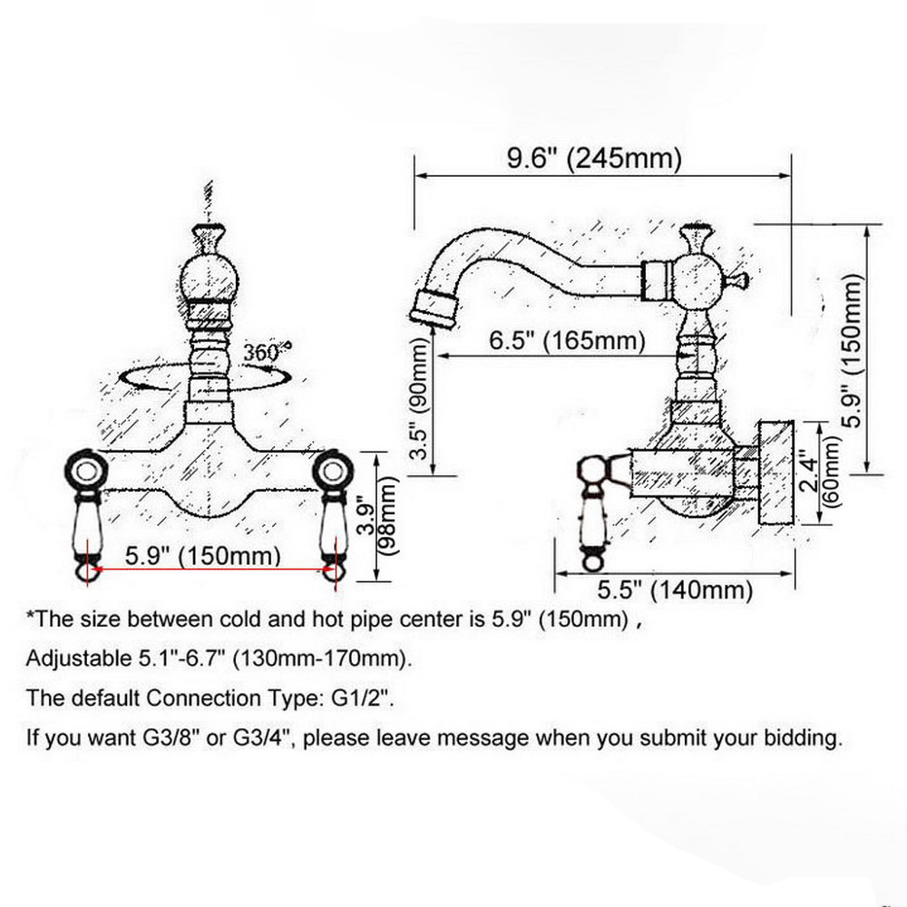 블랙 오일 문질러 청동 벽 마운트 욕실 주방 싱크 수도 - Commercial Kitchen Mixer Tap 리뷰 및 가격