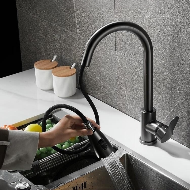 무광 블랙 주방 수전 싱글 홀 풀아웃 스파우트 360도 - Commercial Kitchen Mixer Tap 리뷰 및 가격