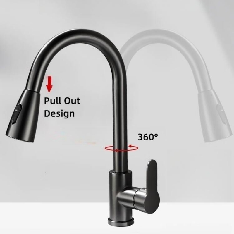 무광 블랙 주방 수전 싱글 홀 풀아웃 스파우트 360도 - Commercial Kitchen Mixer Tap 리뷰 및 가격